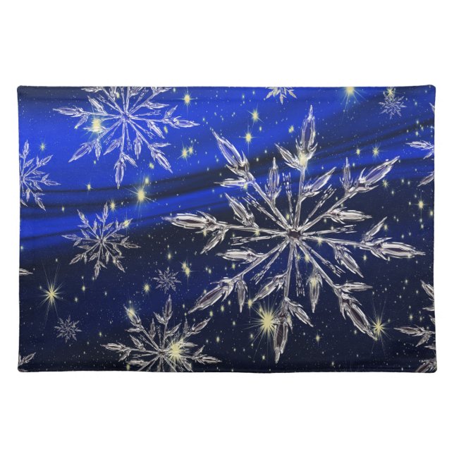 White snow blue cloth placemat (Front)