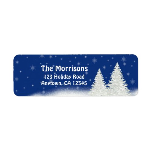 White Snow Covered Trees  Winter Holiday Address Label
