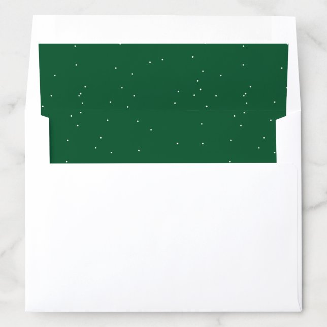 White Snow Dots and Dark Green Holiday Envelope Liner (In Envelope)