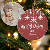 2023 Red Mistletoe Circle Christmas Ornament – Personal Photo Picture Frame With Hanger 9 thumbnail image