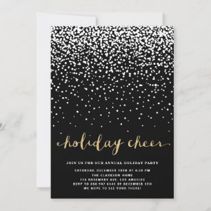 White Snow Faux Glitter Holiday Party Invitation