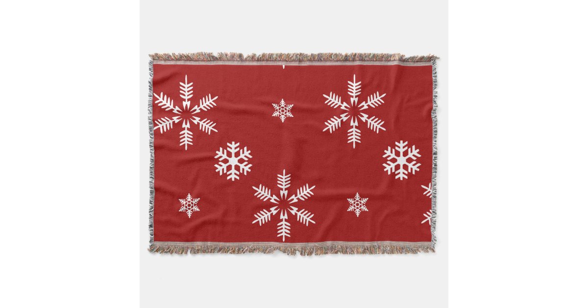 White Snow Flakes Red Background Pattern Christmas Throw Blanket Custom Red And White Christmas Throw Blanket White Snow Flakes Red Background Pattern Christmas Throw Blanket Custom Red And White Christmas Throw Blanket