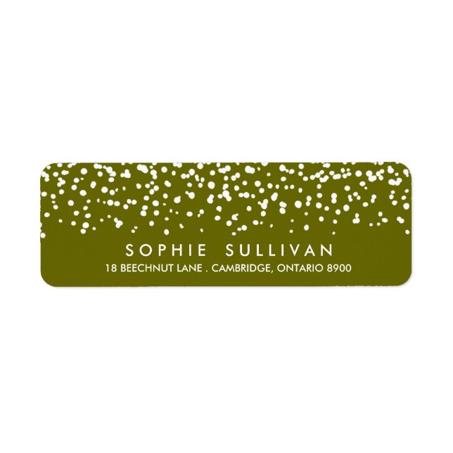 White Snow | Green Holiday Address Label (Front)