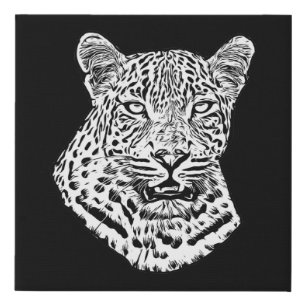 White Snow Leopard Head Jungle Animals Art Faux Canvas Print