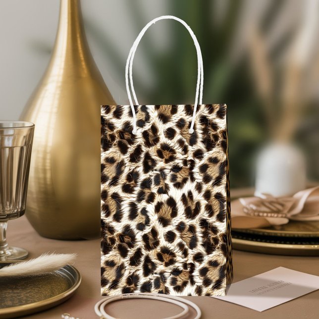 White Snow Leopard Print Safari Party ID1157 Medium Gift Bag (Creator Uploaded)
