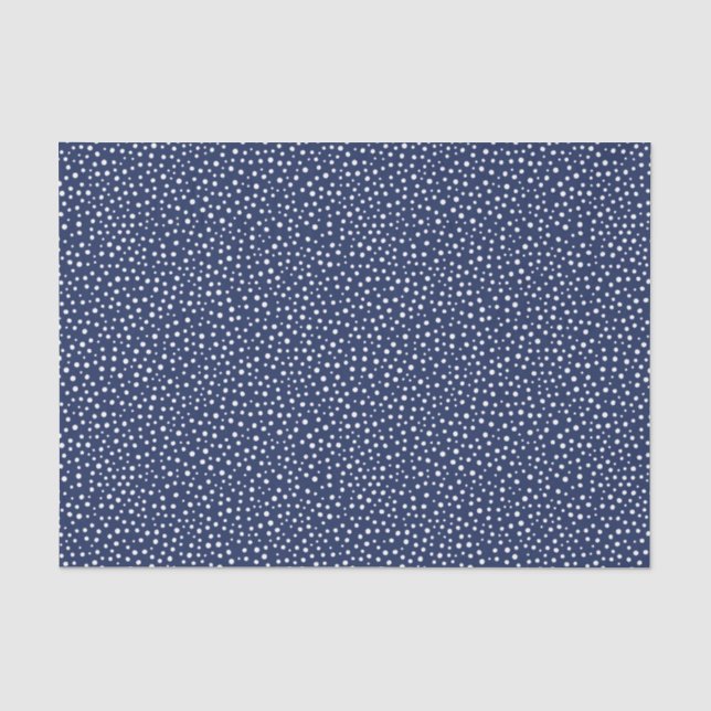 White Snow on Navy Blue Christmas Tissue Paper (Front)