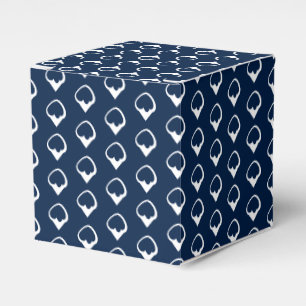 White snow snowflakes navy blue gift favor boxes