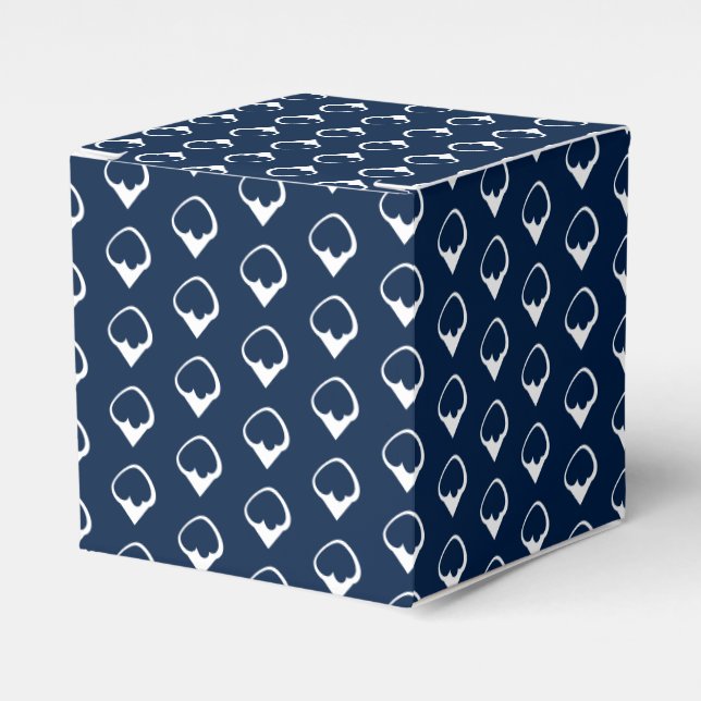 White snow snowflakes navy blue gift favor boxes (Front Side)