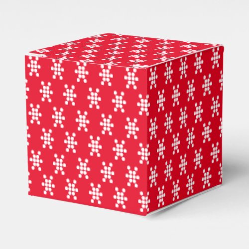 White snow star snowflakes dots pattern red gift favor boxes