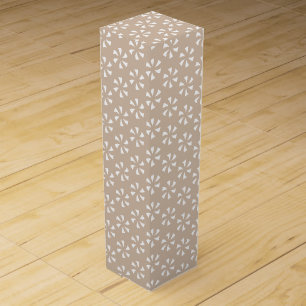 White snow stars, snowflakes beige tan gift wine box