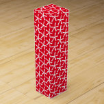 White snow stars, snowflakes red gift wine box<br><div class="desc">White snow stars,  snowflakes red gift wine box</div>