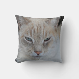 White Snow Tiger Cat - Cat Lovers Throw Pillow