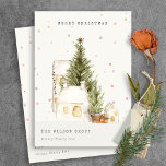 White Snow Tree Houses Logo Christmas Greetings Holiday Card<br><div class="desc">If you need any further customisation please feel free to message me on yellowfebstudio@gmail.com.</div>