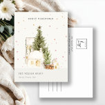 White Snow Tree Houses Logo Christmas Greetings Holiday Postcard<br><div class="desc">If you need any further customisation please feel free to message me on yellowfebstudio@gmail.com.</div>