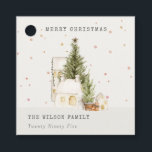 White Snow Tree Houses Merry Christmas Greetings Favor Tags<br><div class="desc">If you need any further customisation please feel free to message me on yellowfebstudio@gmail.com.</div>