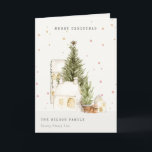 White Snow Tree Houses Photo Christmas Greetings Holiday Card<br><div class="desc">If you need any further customisation please feel free to message me on yellowfebstudio@gmail.com.</div>