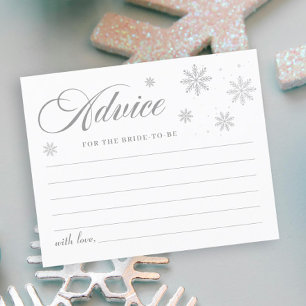 White Snow Winter Bridal Shower advice Card