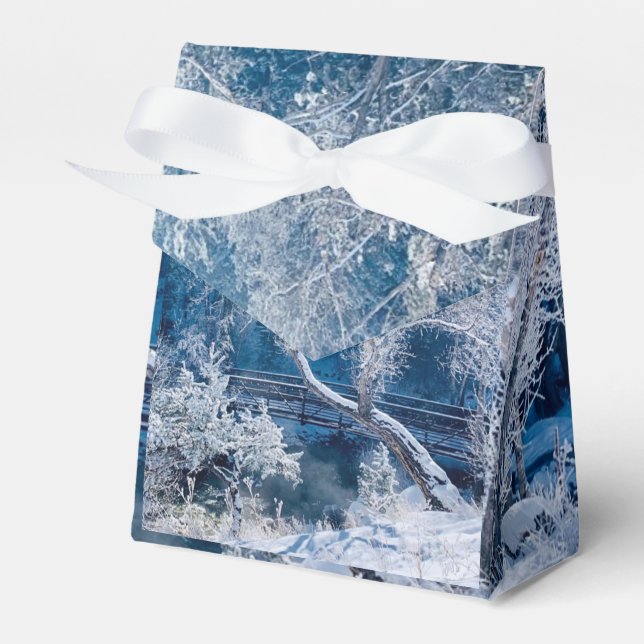 White Snow Winter Wedding Favor Box (Front Side)