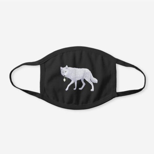 White Snow Wolf Black Cotton Face Mask