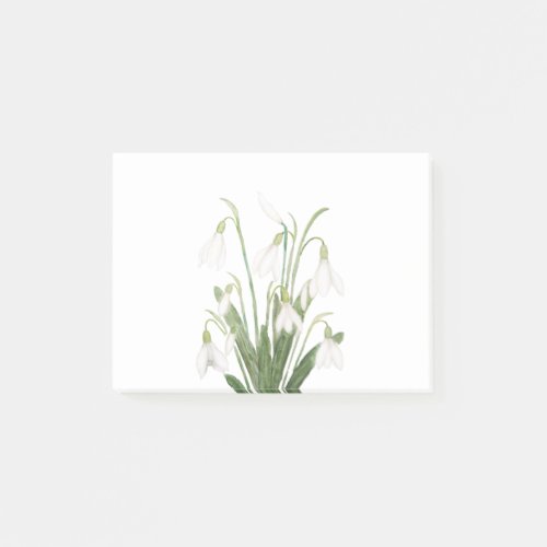 white snowdrop flower botanical watercolor paintin post_it notes