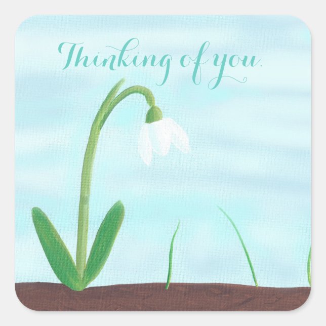 White Snowdrop Flower Thinking of you Stickers (Front)