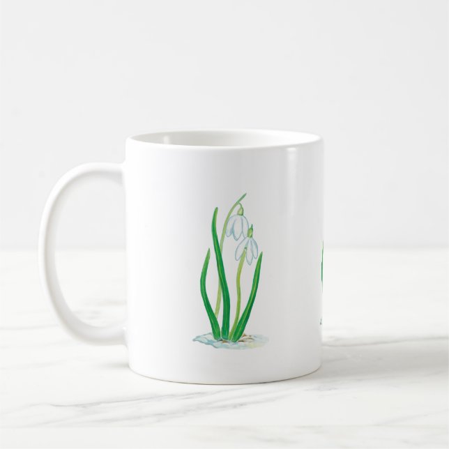 White Snowdrop Flowers Coffee Mug (Left)