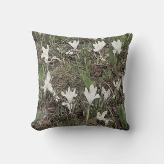 White Snowdrops in Spring Grass Throw Pillow