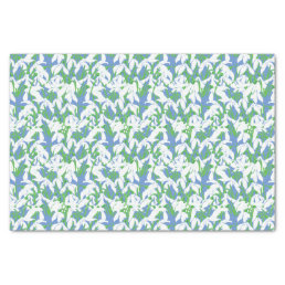 White Snowdrops Pattern on Blue Background Tissue Paper
