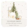White Snowfall Tree Houses Christmas Address Square Sticker