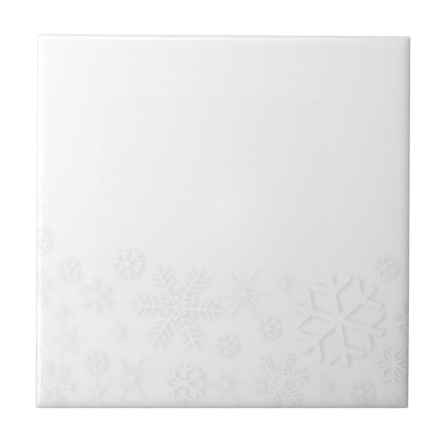White Snowflake Background Ceramic Tile (Front)