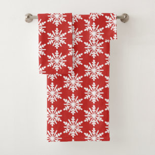 White snowflake bath towel set