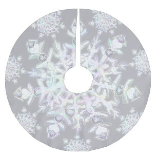 White snowflake brushed polyester tree skirt
