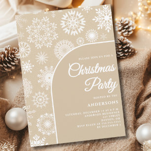 White Snowflake Christmas Party  Invitation