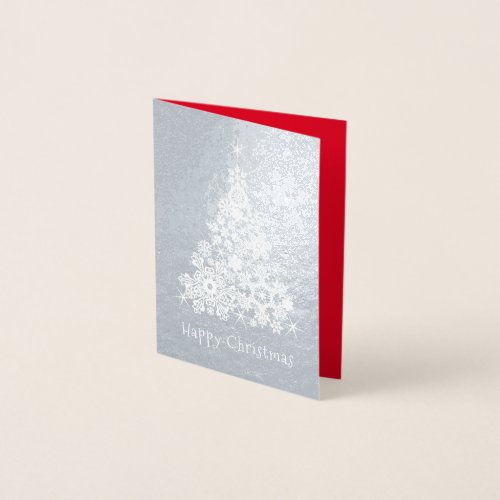White snowflake Christmas tree graphic Foil Card