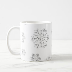 White snowflake coffee mug