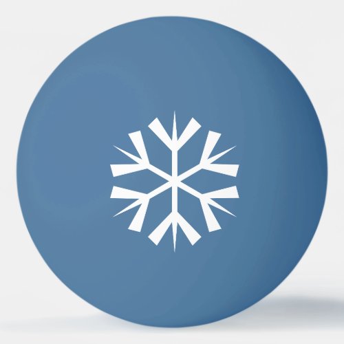 White Snowflake Design on Blue Ping Pong Ball