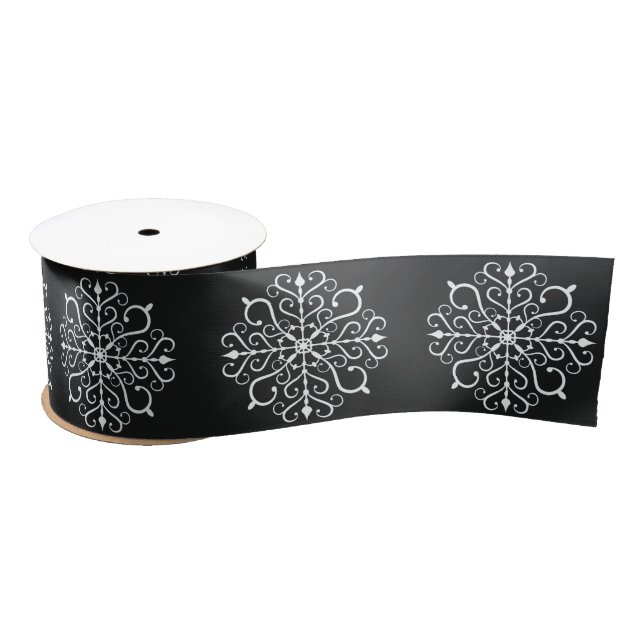 White Snowflake Design Ribbon (Spool)