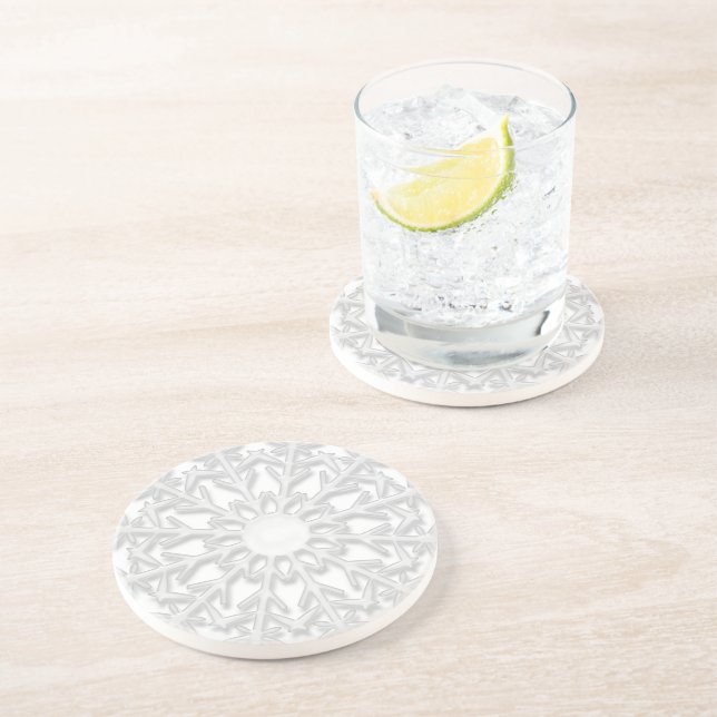 White Snowflake Drink Coaster (Side)