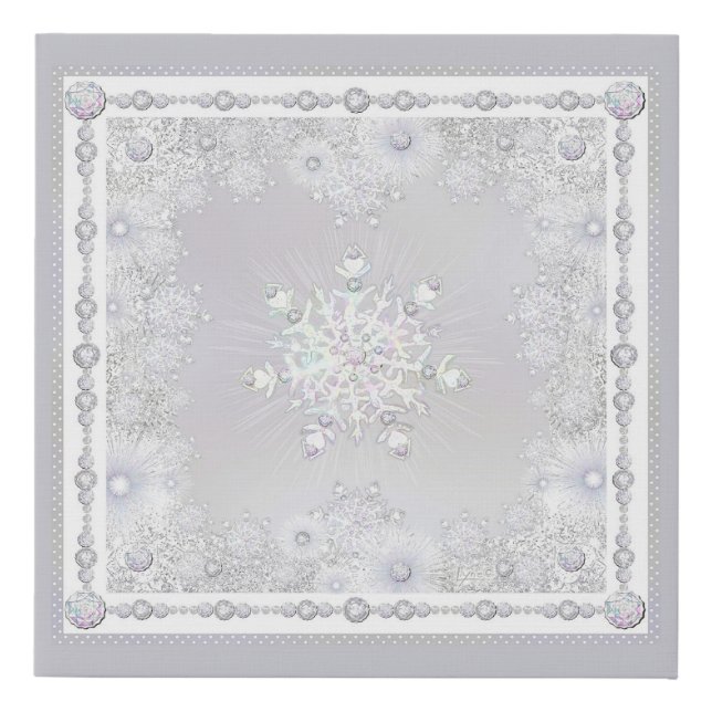 White snowflake faux canvas print (Front)