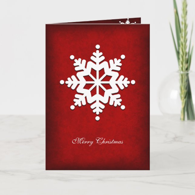 White Snowflake Folding Christmas Card (Front)