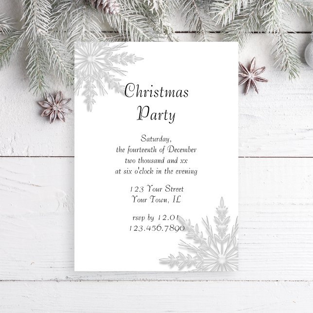 White Snowflake Holiday Christmas Party Invitation (Creator Uploaded)