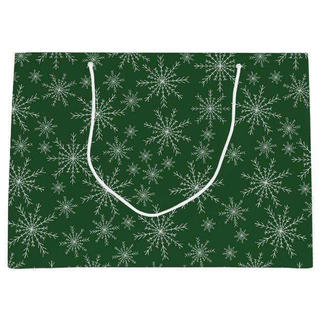 White Snowflake Holiday Large Gift Bag (Front)
