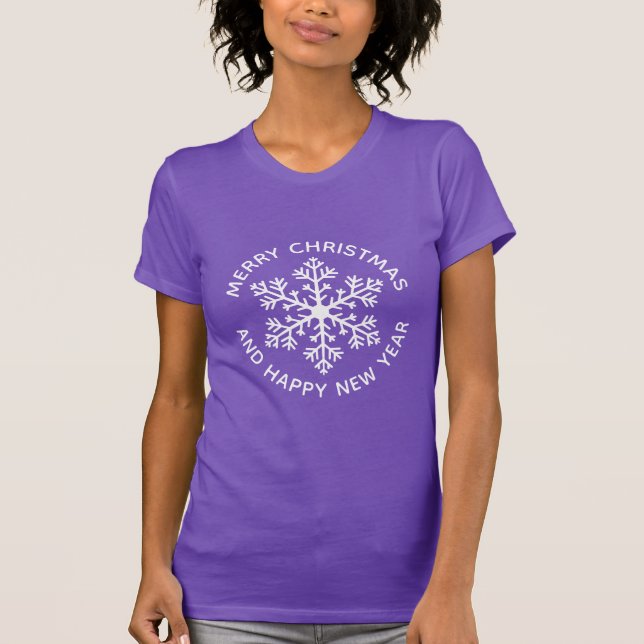 White Snowflake Holiday Slim Fit T-Shirt (Front)