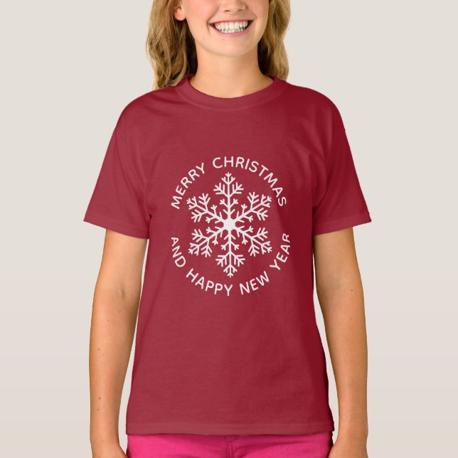 White Snowflake Holiday T-Shirt (Child) (Front)