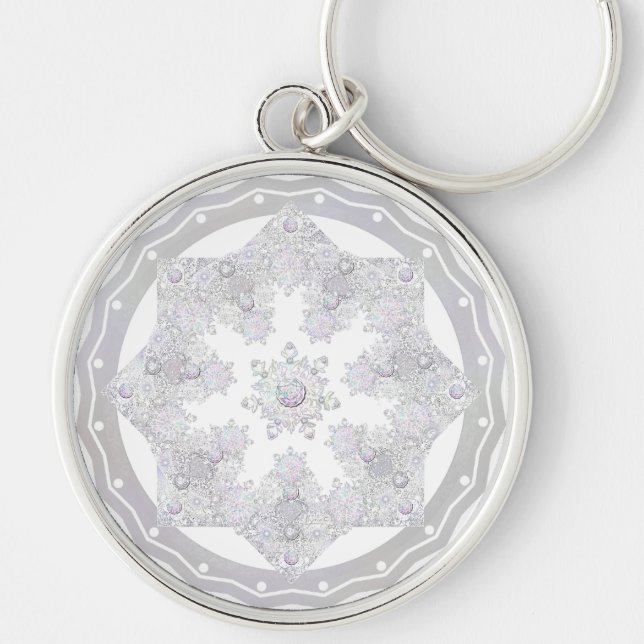 White Snowflake Keychain (Front)