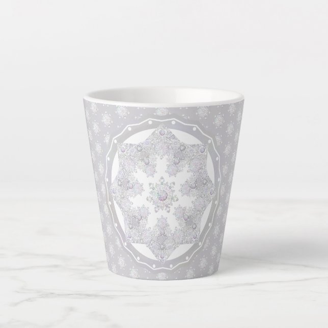 White Snowflake Latte Mug (Front)