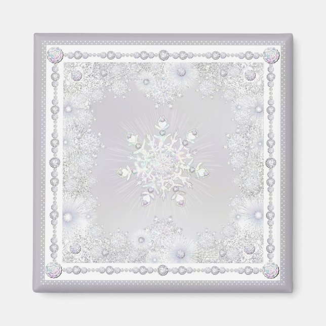 white snowflake magnet (Front)