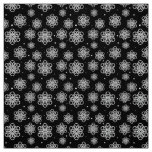White  Snowflake on black with fish scales pattern Fabric