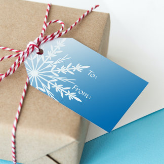 White Snowflake on Blue Gift Tags