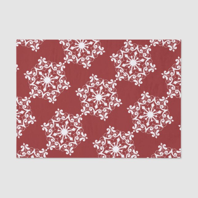 White Snowflake On Crimson Red Tissue Paper (Front)